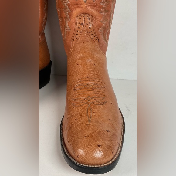 Rios Of Mercedes Smooth Ostrich Cowboy Boots 13 B Exotic USA Made - Picture 9 of 16